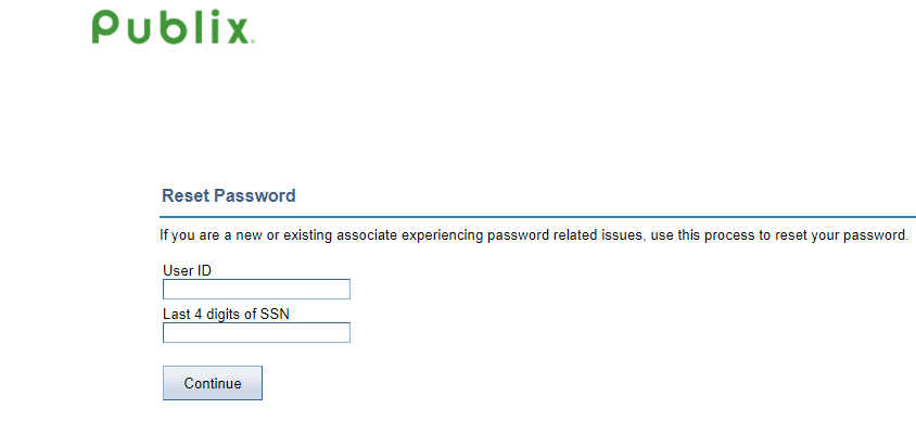 Publix Employee Login Reset Password